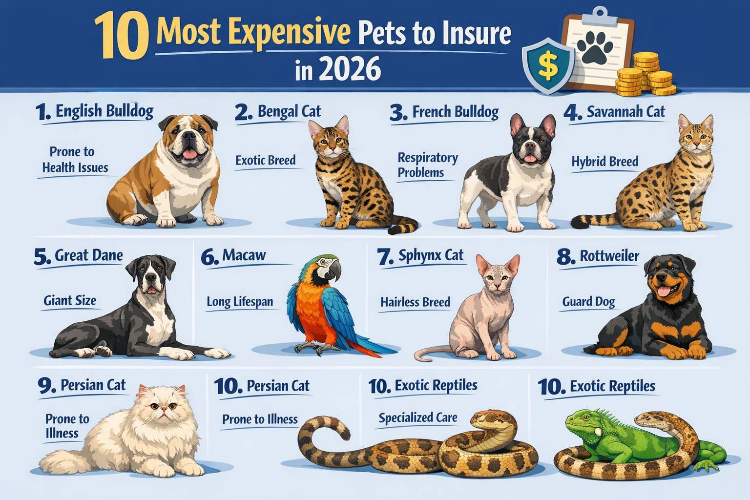 10 Most Expensive Pets to Insure in 2026